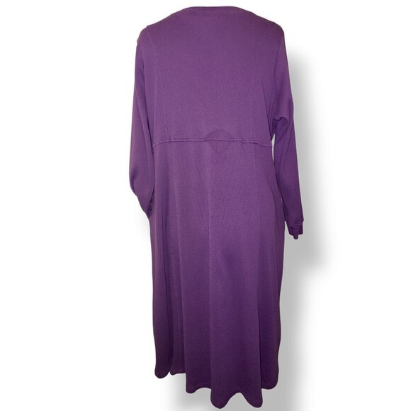 Woman Within Women's Plus Size 1X Purple Thermal Knit A-Line Dress W/ Pockets - Picture 7 of 7